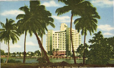 Miami Beach, FL Eden Roc Hotel Linen Postcard Posted 1950's