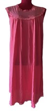 Vintage Gilbreath 100 Nylon Night Gown Pink SZ M Lace Trim Lingerie Sleepwear