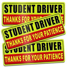 Student Driver Magnet for Car Safety Warning Please Be Patient New Driver Sti...