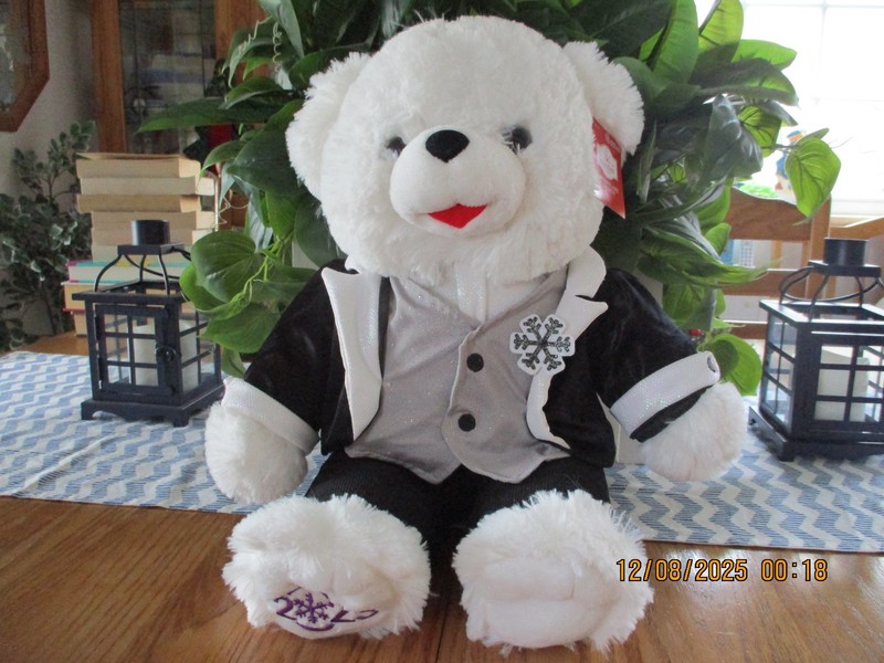 2023 Walmart Snowflake Male Teddy Bear in Black Outfit 19" Mint Condition w/Tags