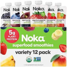 Noka Organic Superfood Smoothie Pouches, Healthy Snacks, Variety Pack 12pk Pla
