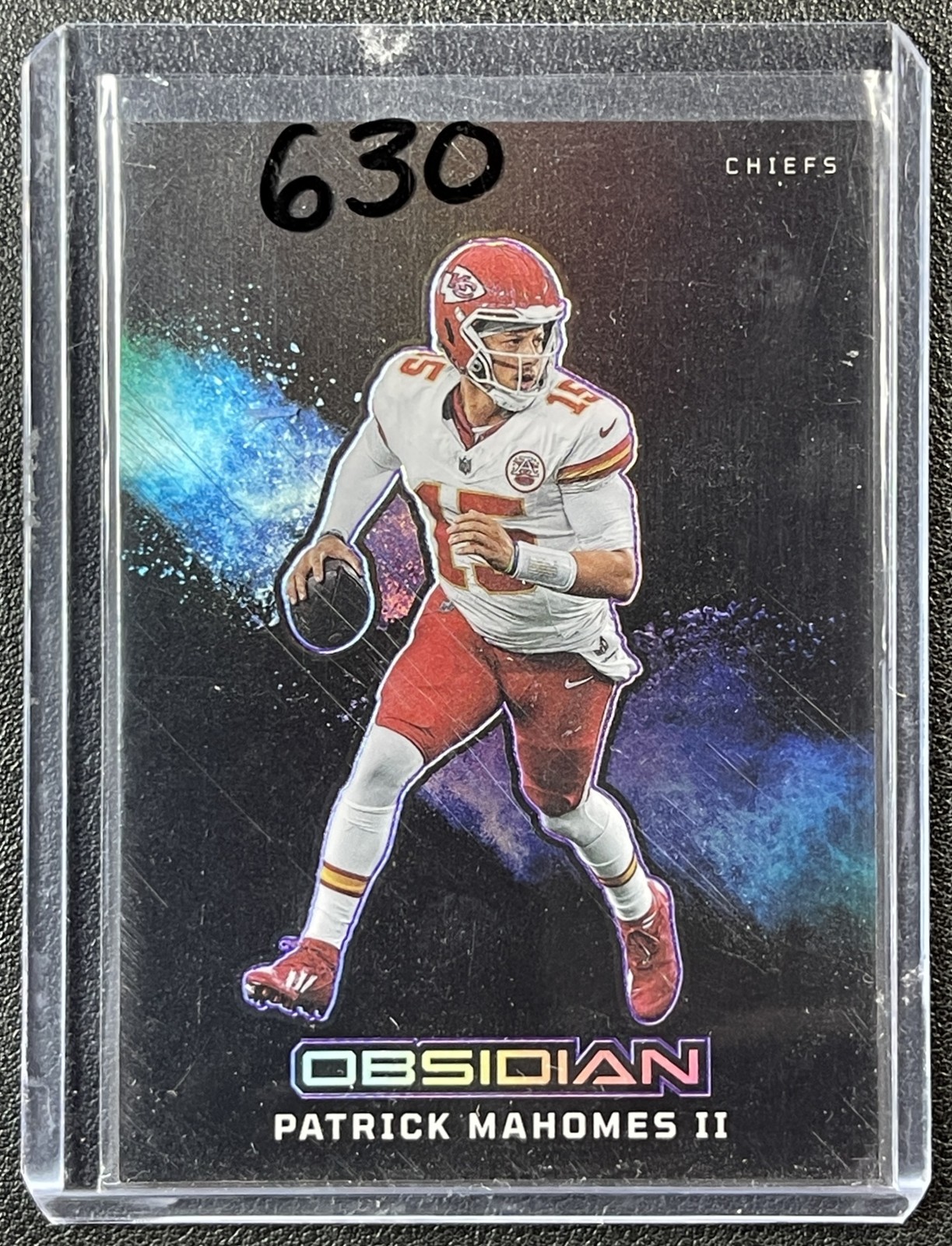 PATRICK MAHOMES II 2023 PANINI OBSIDIAN #21 BLACK COLOR BLAST SSP CHIEFS
