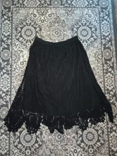 Finity Y2K Doily Crochet Skirt Medium Black Fairy Grunge Boho Dark Cottagecore