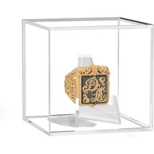 Clear Acrylic Square Ring Box Display with Stand for Championship Rings 2.5 Inch