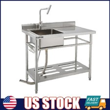 Freestanding Stainless Steel Utility Sink , 40"x24"x36" Single Bowl Laundry Sink