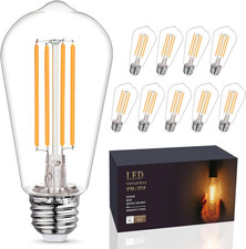 10 - Pack Shatterproof LED Edison Light Bulbs 60W Equivalent, Dimmable ST58 Vint