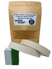 3/4X12 Inch 2 Pack Leather Honing Polishing Belt Super Strop with White and G...