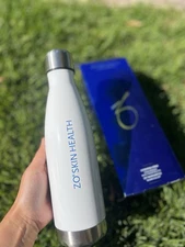 ZO Skin Health Stainless Steel Insulated Water Bottle – White Blue Logo – New