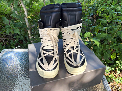 Size 11 - Rick Owens Geobasket High Black White for sale online | eBay