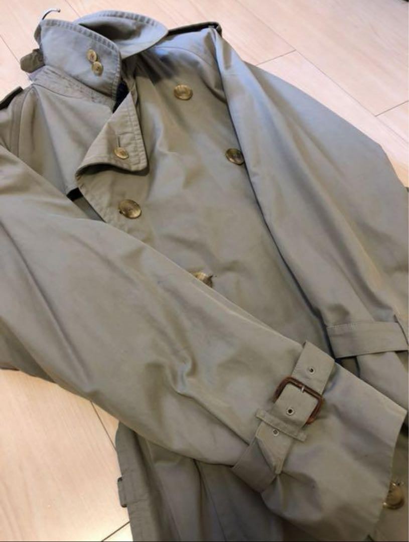 Burberry Trench Coat One Sleeve Collared Buttoned Beige Cotton Size M For Men thumbnail 16