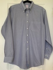 Brooks Brothers Men Blue Stripe Button Down Long Sleeve Non Iron Shirt 16 4/5