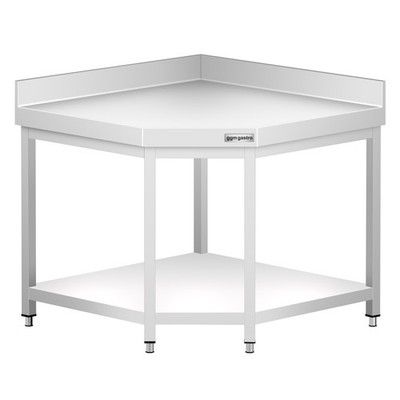 GGM Gastro Edelstahl Eckarbeitstisch PREMIUM - 1150x800mm - mit Grundboden &