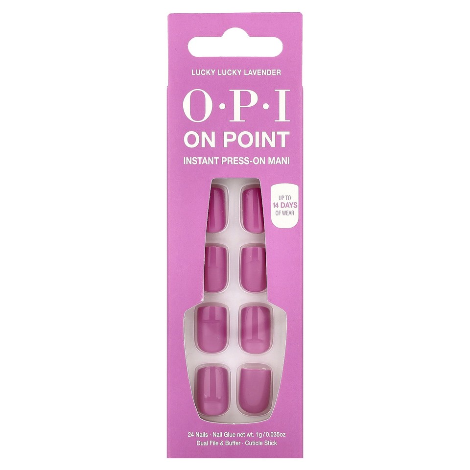 On Point, Instant Press-On Mani, Short Length, Lucky Lucky Lavender, 27 Piece
