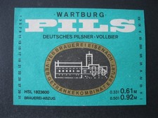 VEB BRAUEREI EISENACH WARTBURG PILS VOLLBIER altes Bieretikett DDR