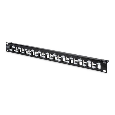 DIGITUS Modulares Patch Panel 24 Port 1HE Rack Stahl für 19'' Schrank Schwarz