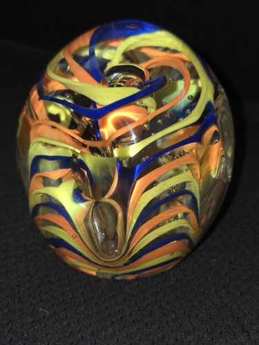VTG Murano Style Art Deco Glass Swirl Paperweight Handblown Bubbles - Picture 7 of 7