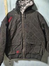 Snap-on Jacket Mens XL Black Quilted Hooded Canvas Insulated Workwear 80ZNX
