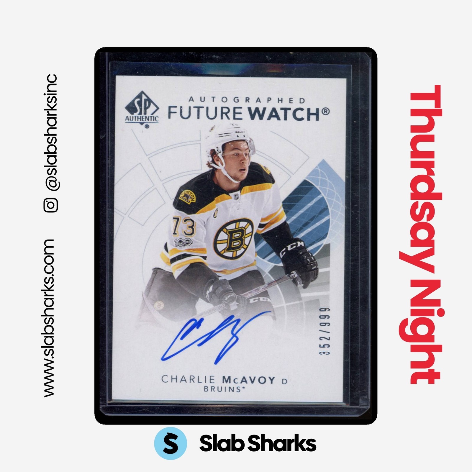 2017 SP AUTHENTIC #116 CHARLIE MCAVOY RC FUTURE WATCH AUTO ROOKIE /999