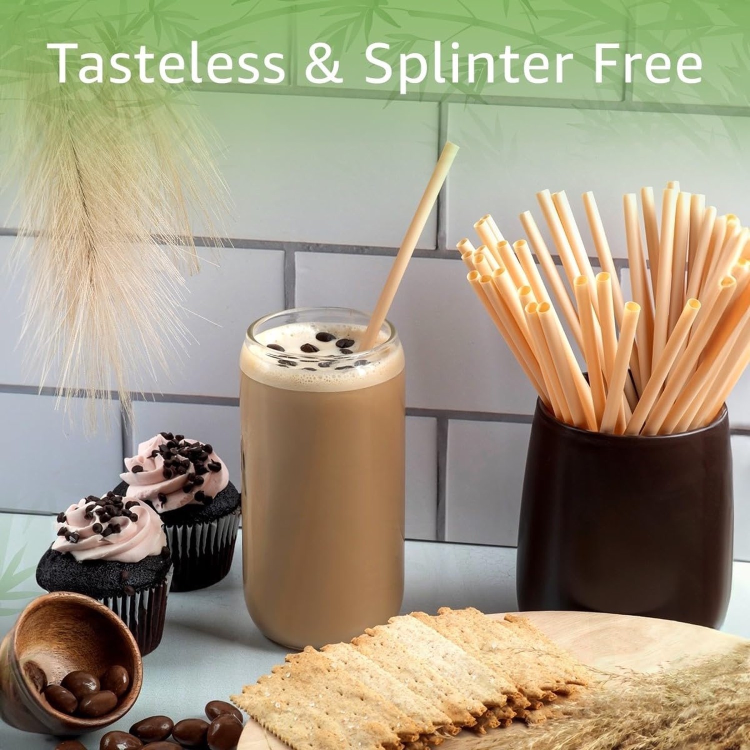 Bamboo Powder Straws Biodegradable (1000-Pack) - 7.88" Disposable Individual ...
