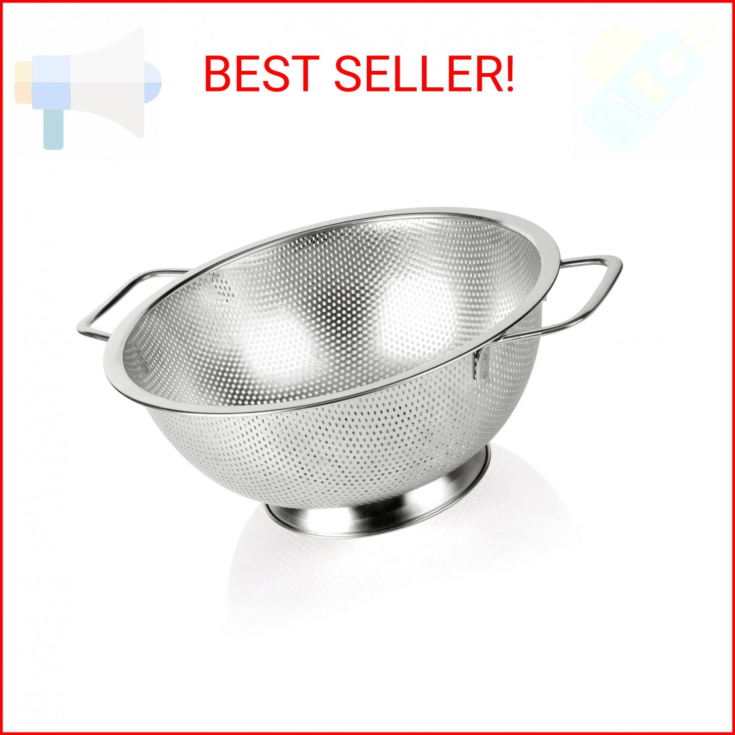 Gulex Colander Stainless Steel 5-Quart, Strainer for Kitchen Food, Dishwasher Sa