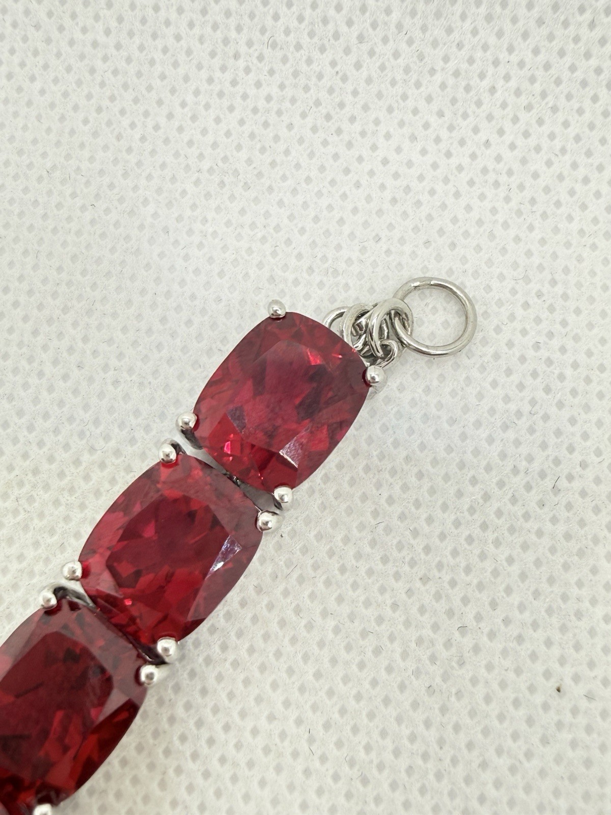Sterling Silver Bracelet Red Ruby Large Chunky St… - image 7