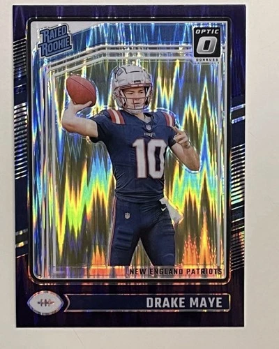 2024 Panini Donruss Optic - Rated Rookie Drake Maye #229 Purple Shock Prizm (RC)