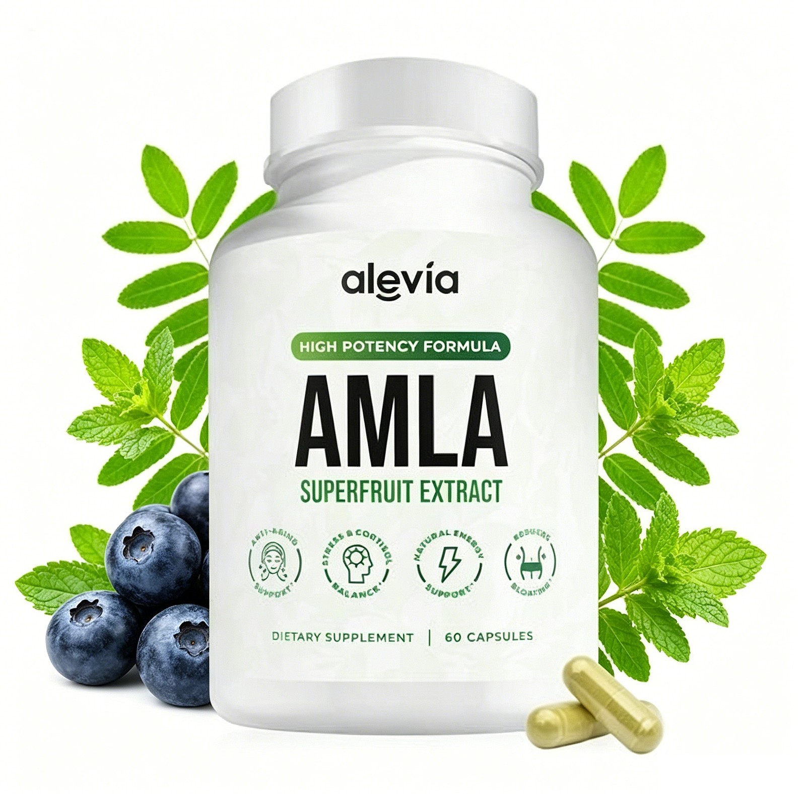 Alevia Organic Amla Capsules 1000mg Indian Gooseberry Antioxidant Supple