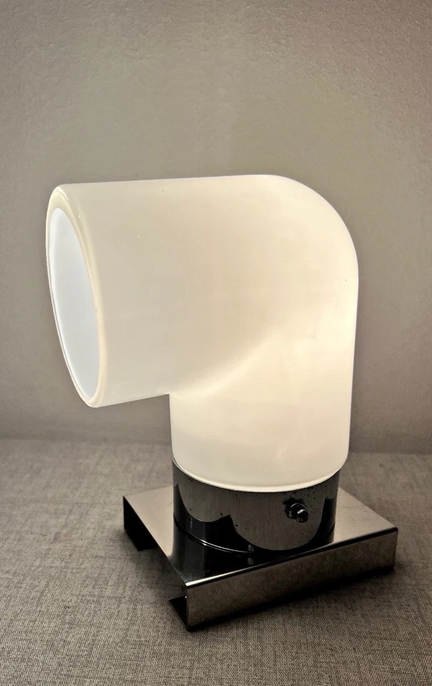 APPLIQUE PERISCOPIO GOMITO ANNI '70 IN VETRO OPALINO ALDO NASON MURANO? - Immagine 3 di 4