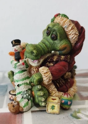 Figura Vintage 1998 Cocodrilo Papá Noel Navidad - Resina Coleccionable con Sello - Imagen 1 de 4