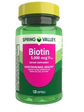 Spring Valley Biotin Dietary Supplement Softgels 5,000 mcg 120 Count