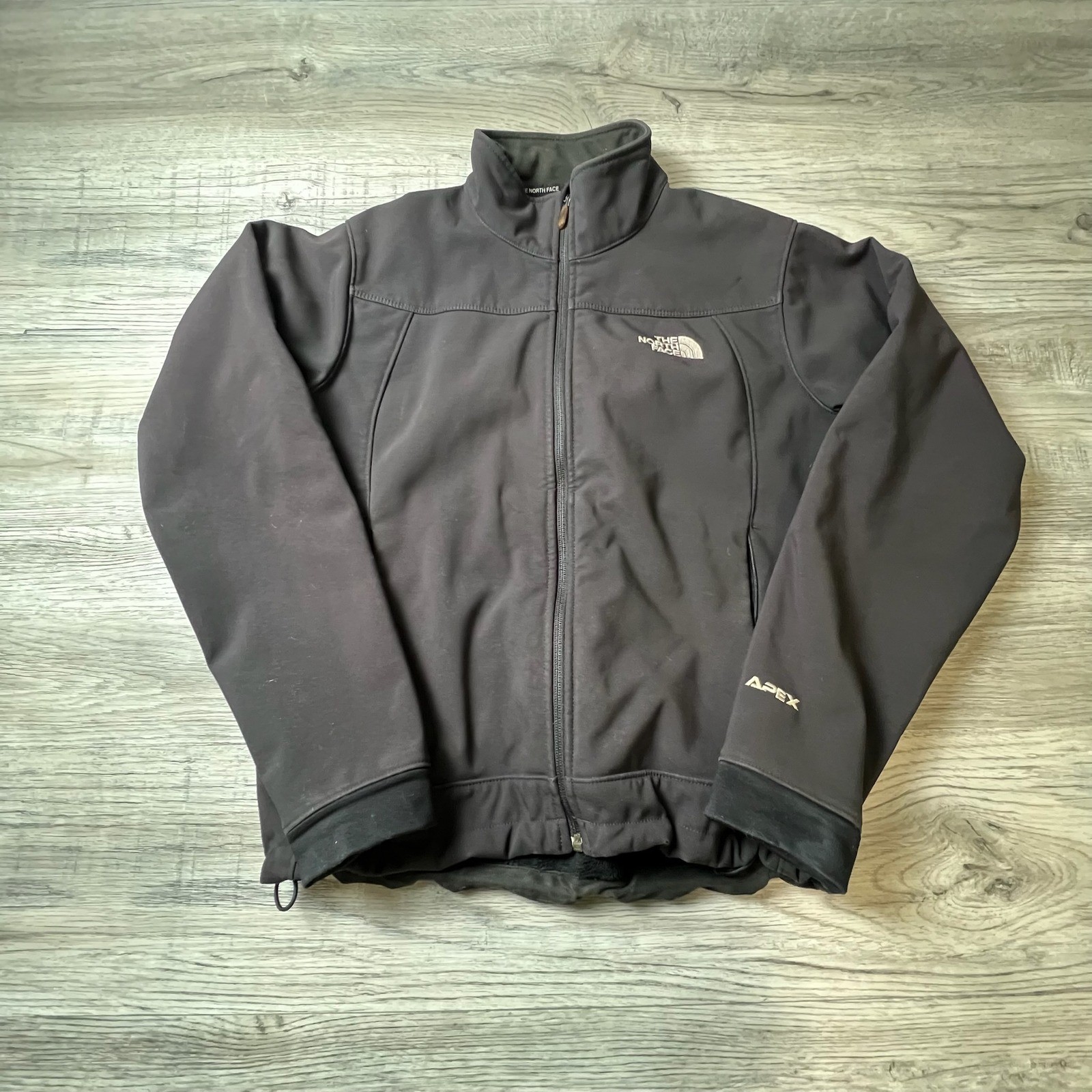The North Face Apex Jacket Mens Small Black Softshell Full Zip Windbreaker Coat