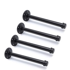 3/4" Industrial Black Iron Pipe Shelf Brackets, Rustic Wall Mounted... Fast Ship