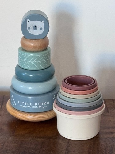 Little Dutch Wooden Rocking Ring Stacker, Pastel Colors