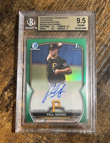 Paul Skenes [Green] #CDA-PS 2023 Bowman Draft Chrome Prospect Autographs card