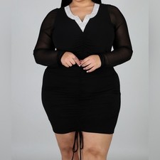 NEW Lilian Diamond Studded Plus Size Black Dress 3XL