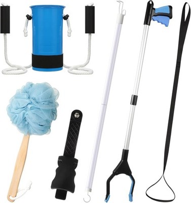 Domensi 6 Pcs Total Hip Kit with Leg Lifter Back Knee Replacement Blue 