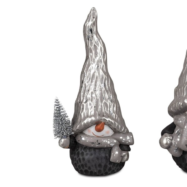 Dekofigur Schneemann Wichtel H. 20Cm Schwarz Silber Keramik Formano W24-image