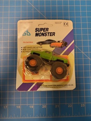 Vintage Super Monster Green Pickup Truck Die-Cast Metal Toy Canton Chang Sheng 9