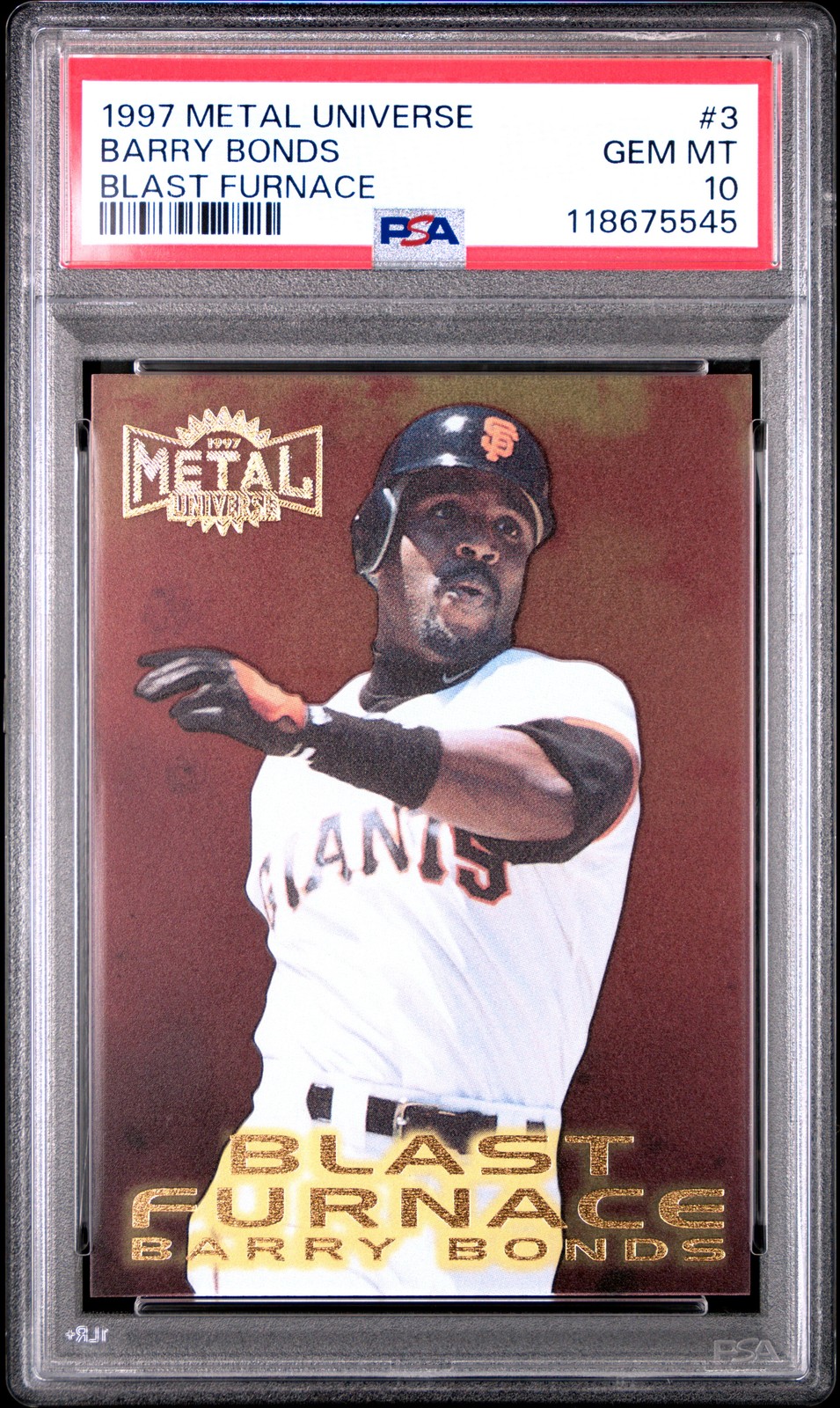 1997 FLEER METAL UNIVERSE BLAST FURNACE #3 BARRY BONDS PSA 10