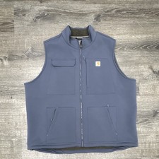 Carhartt Men  s L Blue Full Zip Lined Vest Stand-Up Collar Relaxed Fit