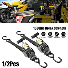 1/2Pcs Lock & Load Retractable Ratchet Strap Tie Down Straps 1500lbs Heavy Duty