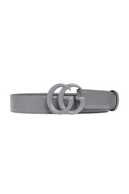 GUCCI グレー レザー ベルト Authentic Men's Gucci Grey GG Buckle Azalea Marmont Leather Belt