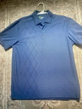 IZOD GOLF size L Blue Shirt Athletic Polo Stretch Plaid Knit