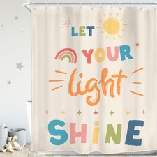 Quotes Shower Curtain Set Inspirational Cartoon Colorful Let You Light Shine ...