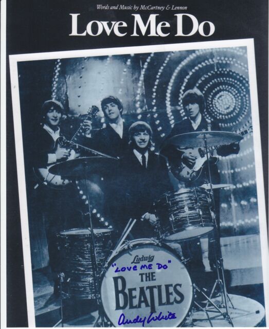 Beatles signed Andy White Photo. Original drummer Love Me Do In Person Proof
