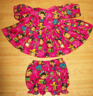 PINK DOLLS DRESS+ PANTY SOUTH OF THE BORDER GIRLS for 16'' CPK Cabbage Patch Kids