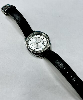 Coach Signature Boyfriend Black Leather Strap Crystal Dial Womens Watch 14501789 Coach Signature Boyfriend Black Leather Strap | Mercari main image 4