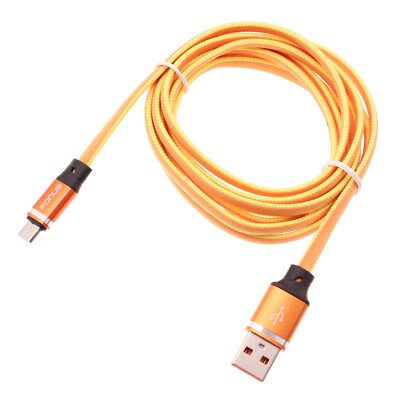 Orange 6ft USB Cable MicroUSB Charger Cord Power Wire Long Braided for Tablets