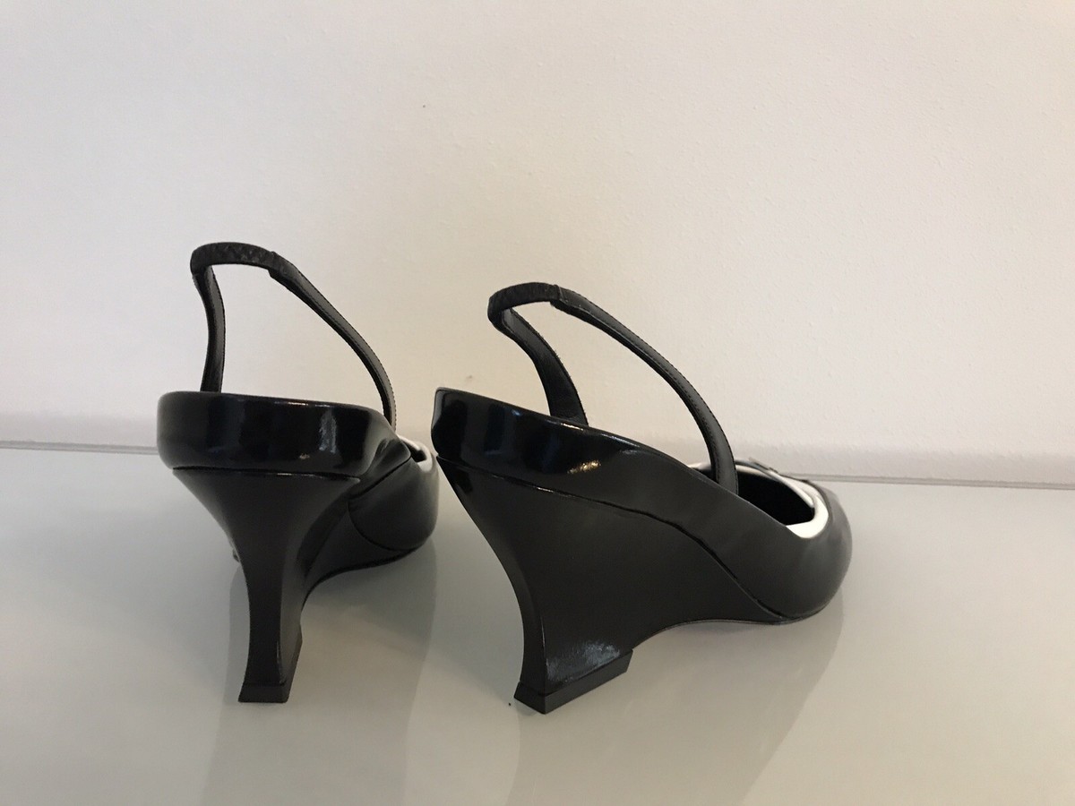 Givenchy RAVEN Pointed Toe Slingback Pump Wedge Shoe Black