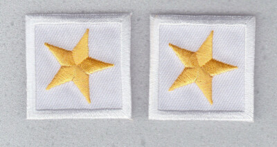 1 Star Medium Gold on White 1.5'' collar patches LARGE